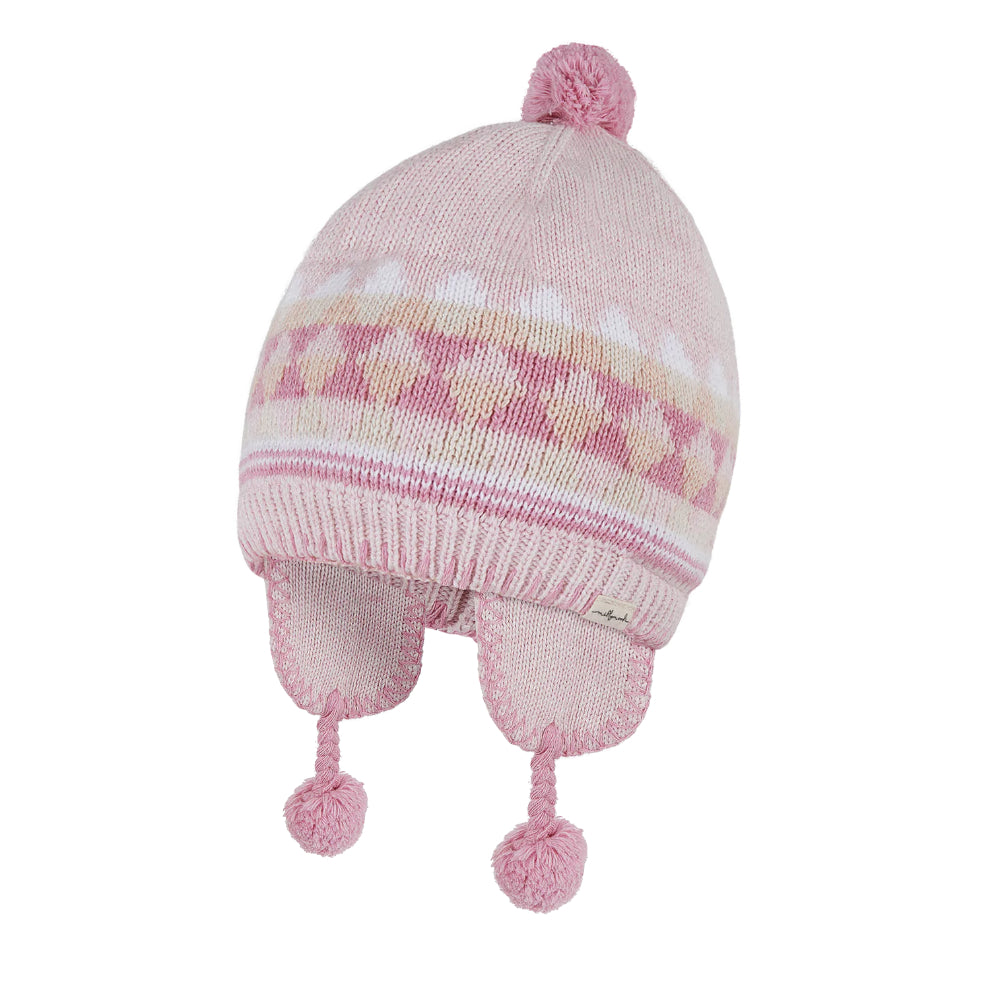 Millymook Adorable Baby Girl's Malibu Peru-Style Knitted Hat in Pink Shade