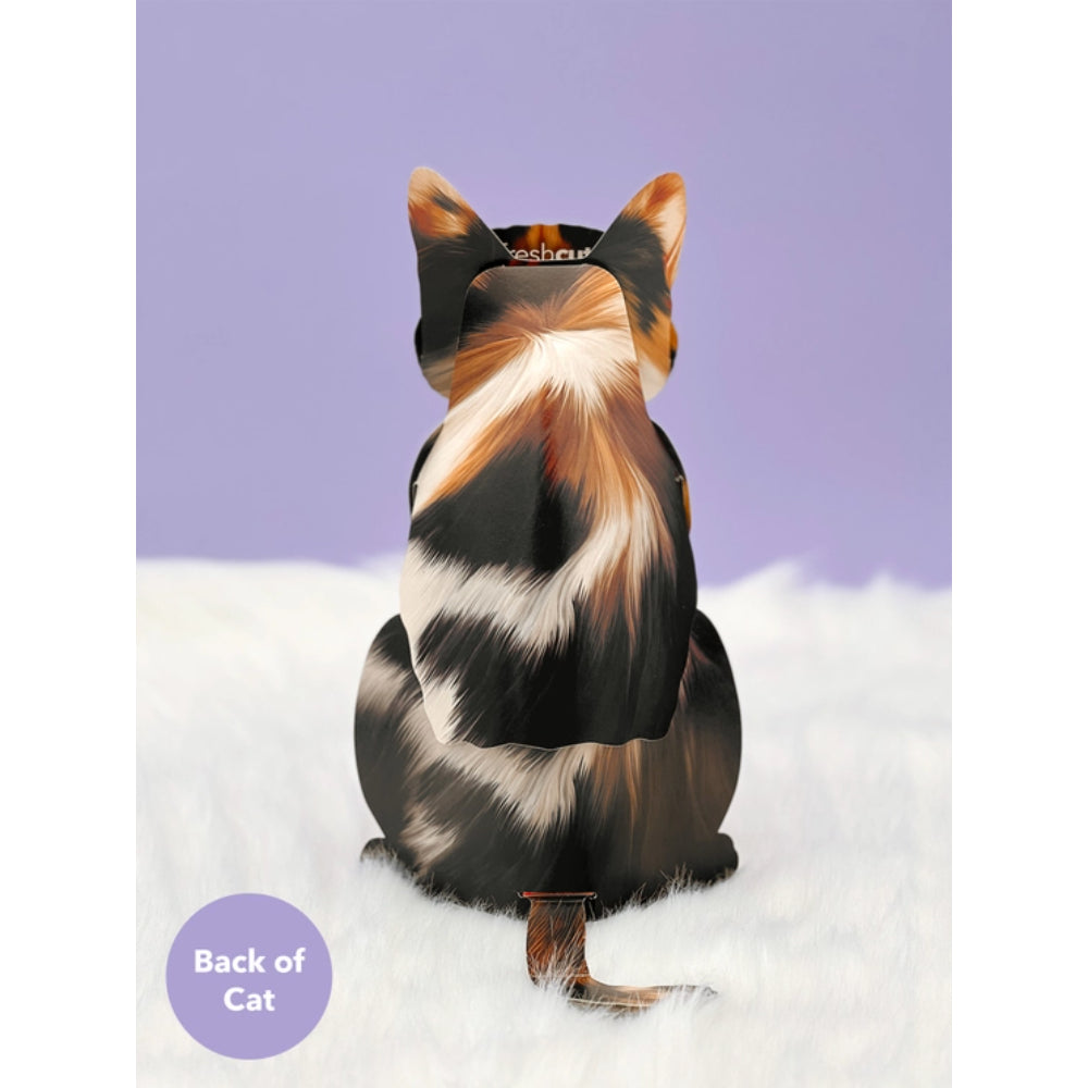 FreshCut Paper LLC Calico Cat Pop - Up Greeting Card with Interactive Accessories and Notecard