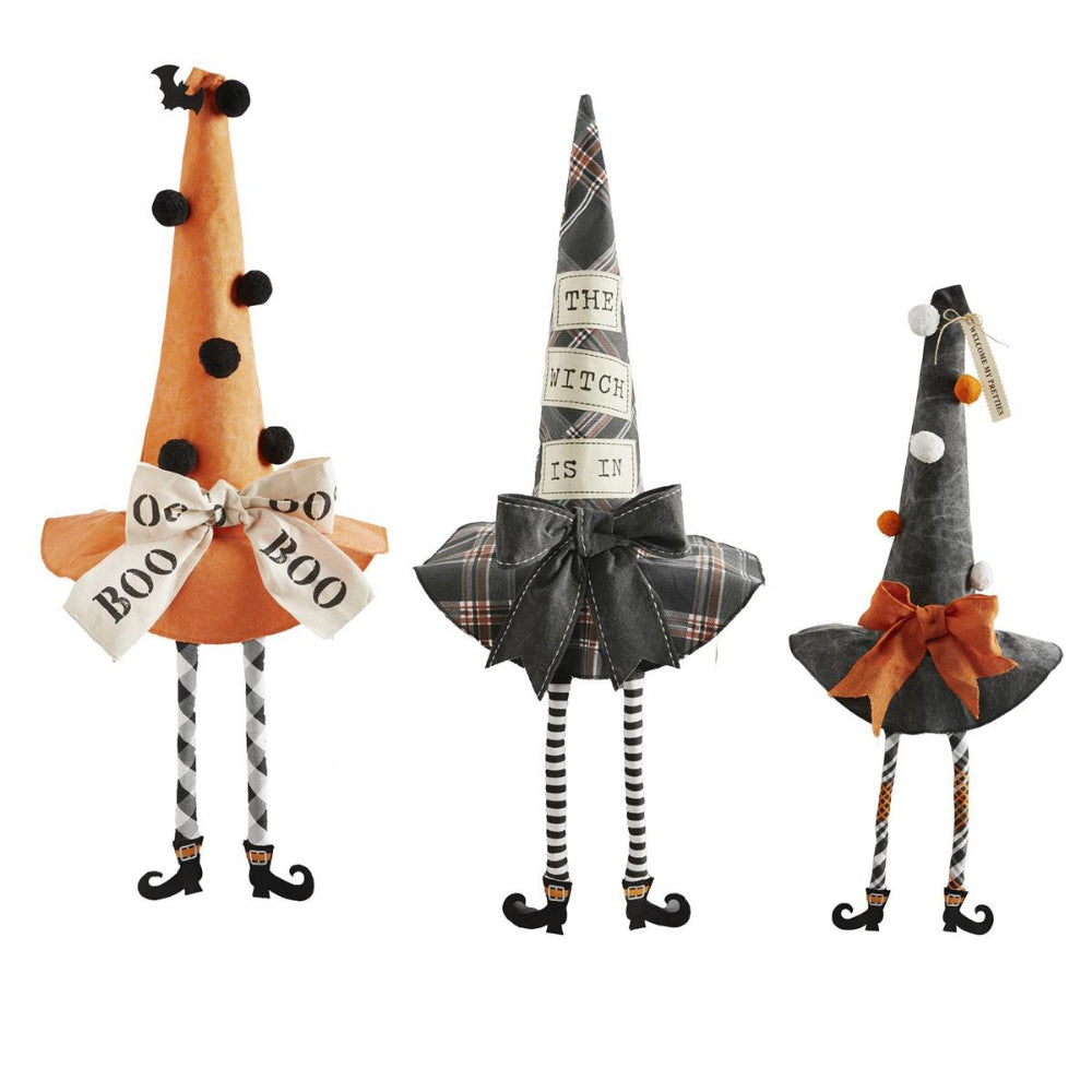 Mud Pie Oversized Hanging Leg Witch Hat Sitters - Decorative Items