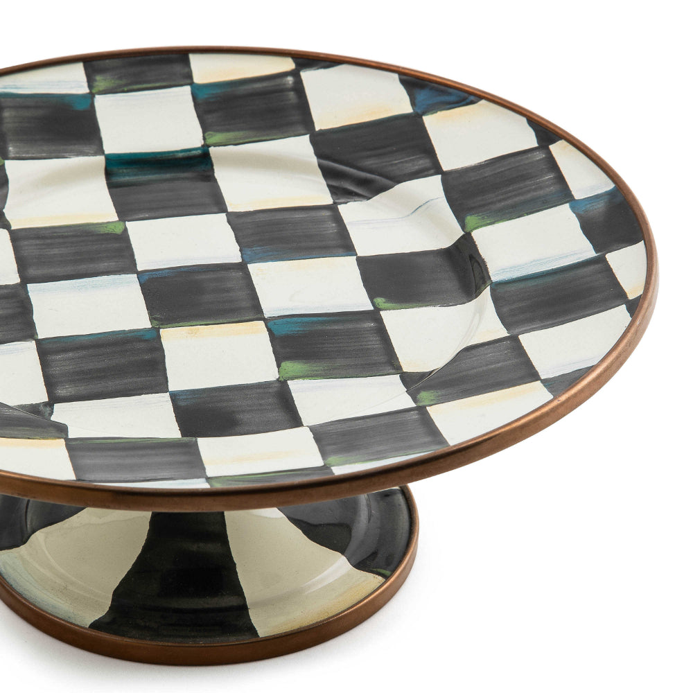 MacKenzie-Childs Enameled Courtly Check Pedestal Platter for Stunning Food Display