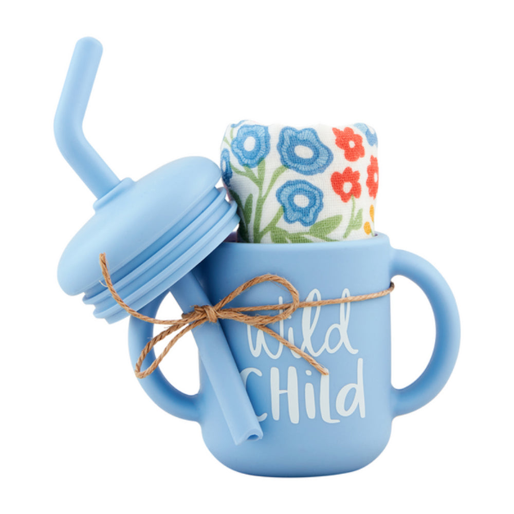 Mud Pie Adorable Wild Animal Silicone Cup and Bib Set for Little Ones