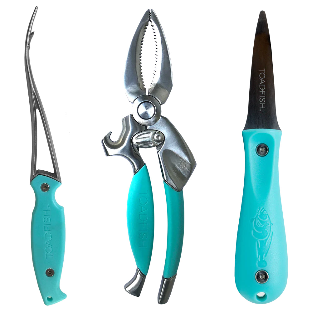 Teal Toadfish Coastal Kitchen Collection: Innovative Seafood Tool Set