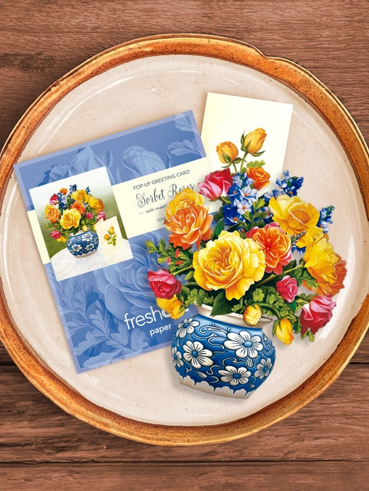 FreshCut Paper LLC Mini Sorbet Roses Greeting Card for Special Occasions
