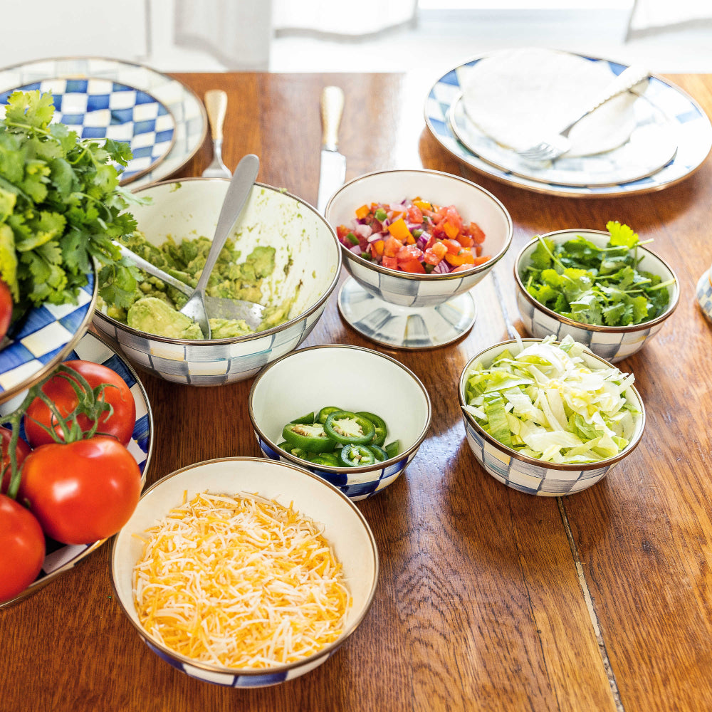 MacKenzie-Childs High - Quality Sterling Check Enamel Bowl for Everyday Use
