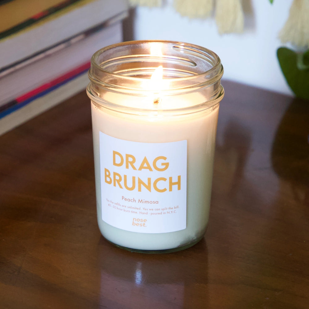 8oz Drag Brunch Soy Candle with Peach Mimosa Fragrance
