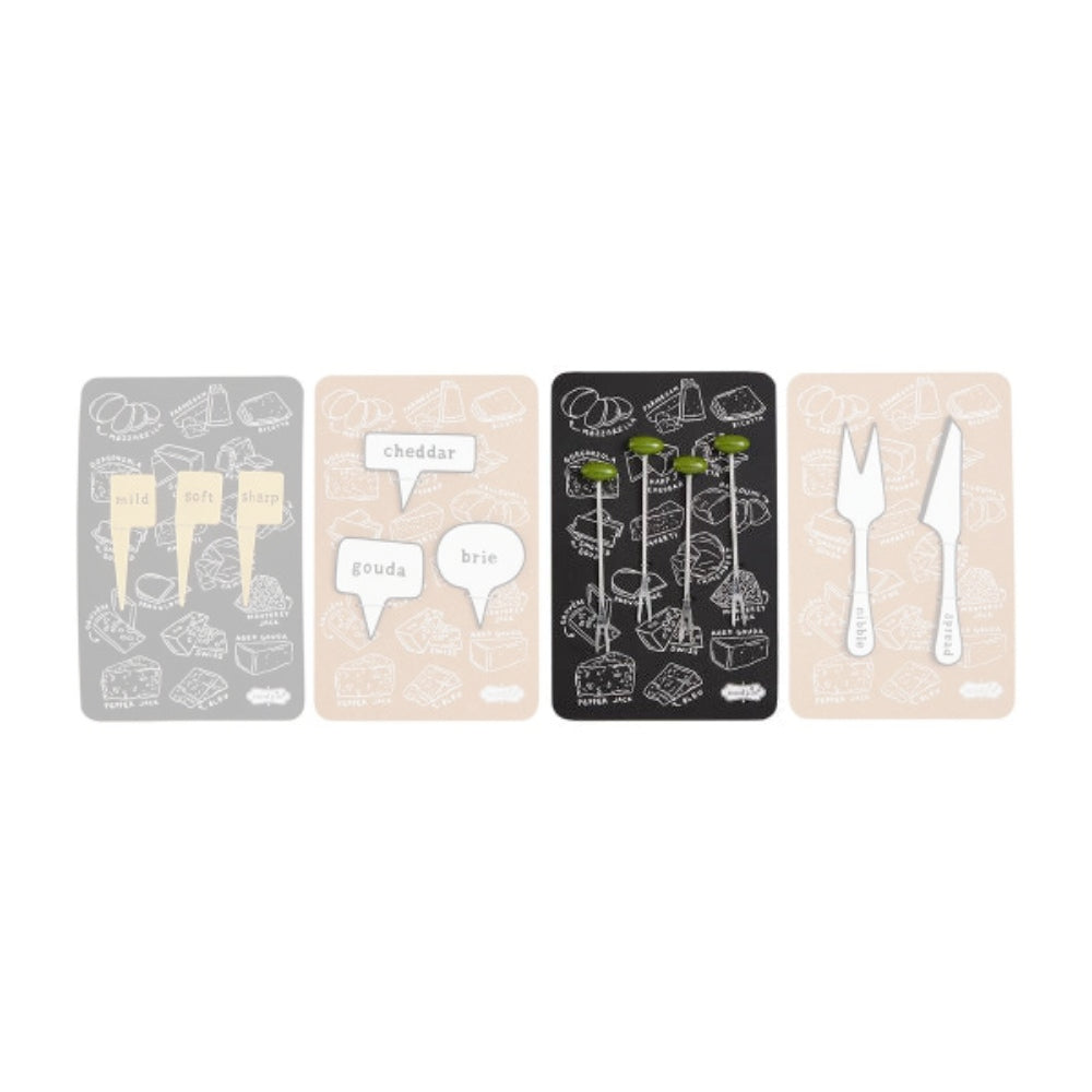 Mud Pie High - quality Cheese Accessory Sets with Metal Markers & Picks