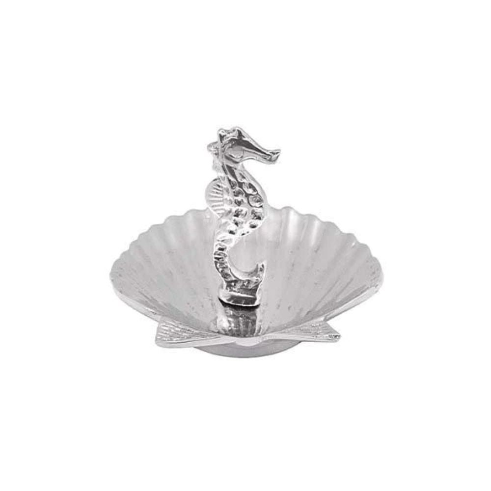 Seaside-Inspired Decorative Mariposa Seahorse and Scallop Design Ring Dish for Dresser or Nightstand