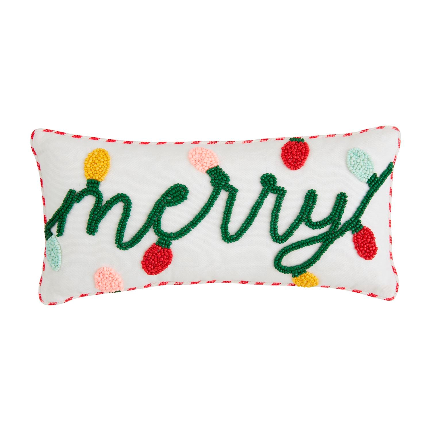 Mud Pie Mini Christmas Pillow with Beaded Design