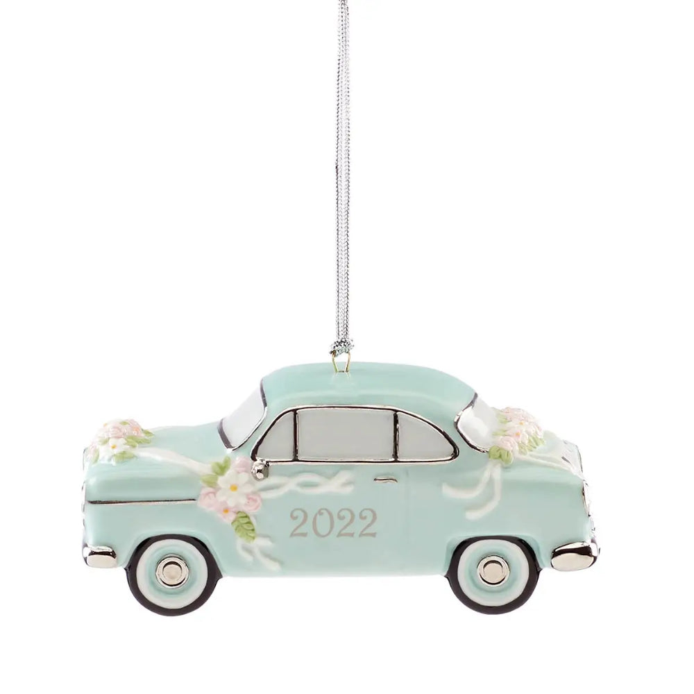 Lenox 2022 Vintage-Style Just Married Car Ornament for Wedding Celebration