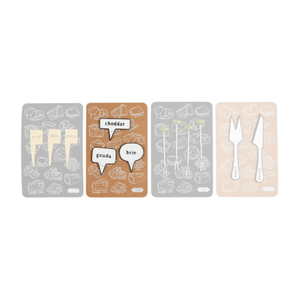 Mud Pie High - quality Cheese Accessory Sets with Metal Markers & Picks