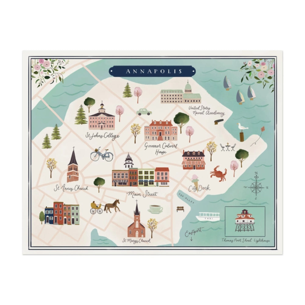 Annapolis City Map Art Print - 8x10 Size