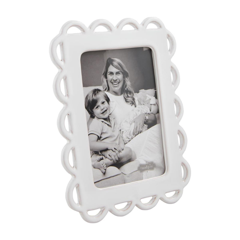 Mud Pie Glazed Terracotta Scallop Picture Frame for Decor