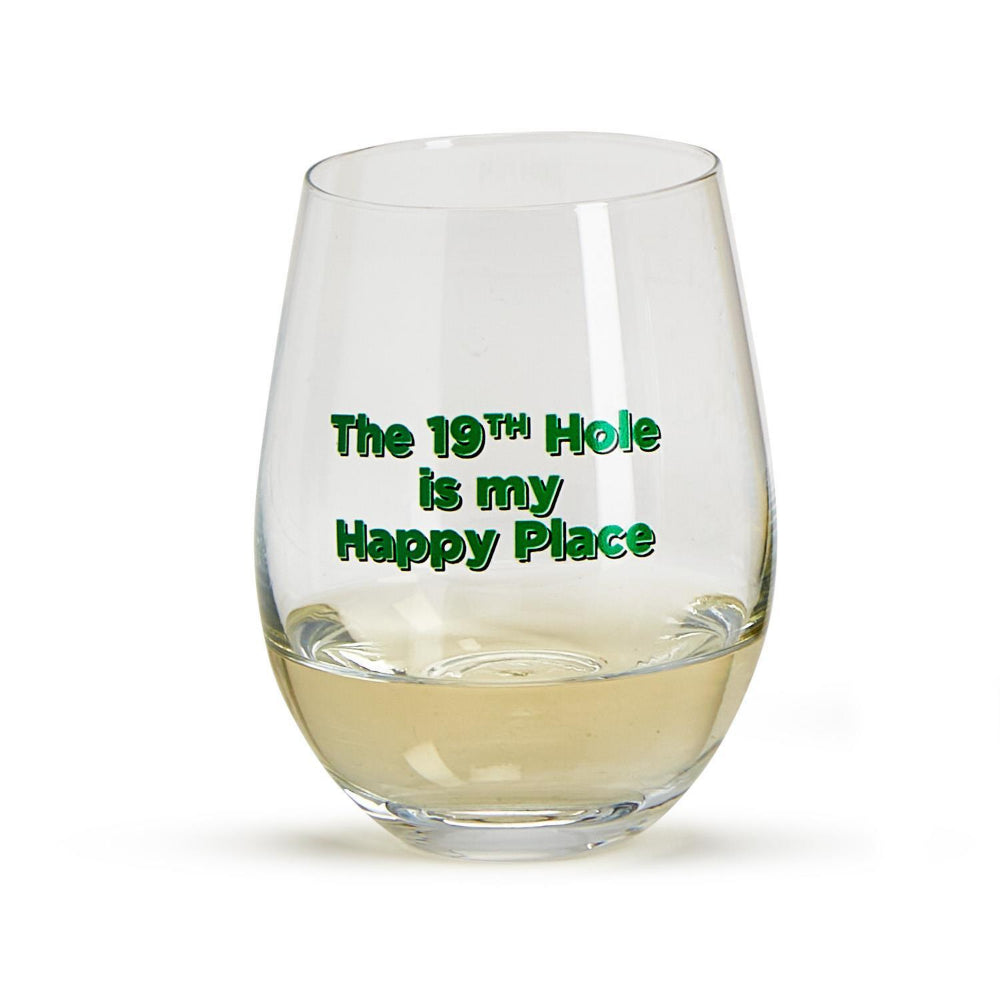 16 oz Stemless Golf-themed Wine Glass with Golf Ball Stopper