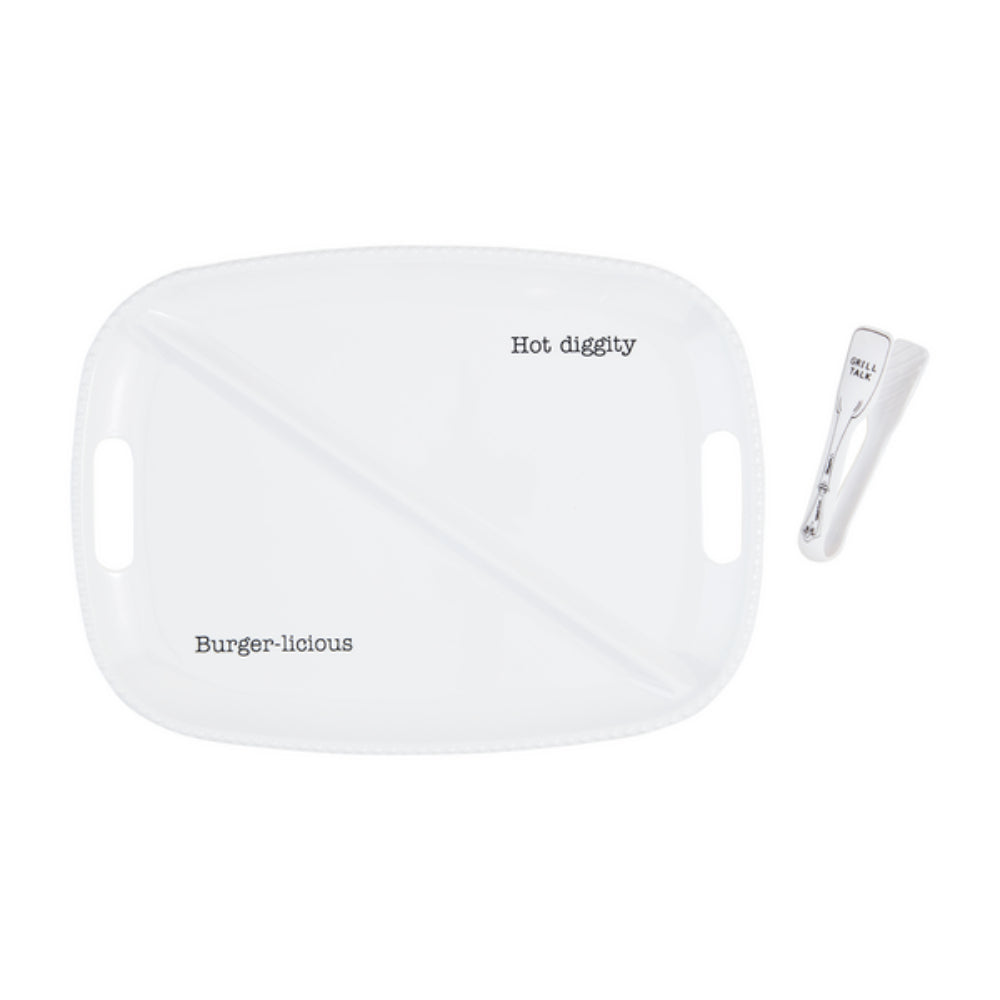 Durable Melamine Platter Set for Burgers and Hotdogs with Handles