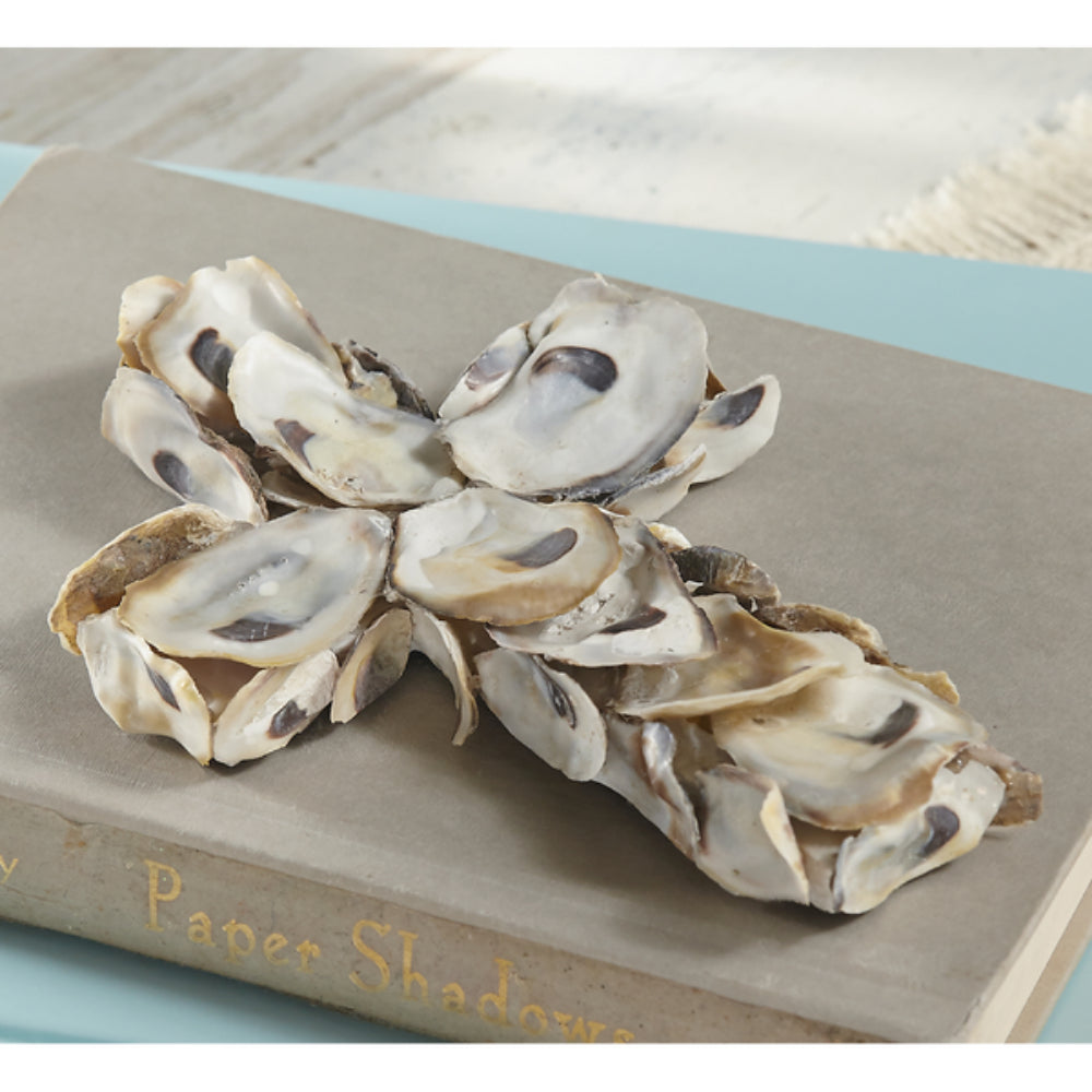 Mud Pie Handmade Small Decorative Oyster Shell Cross