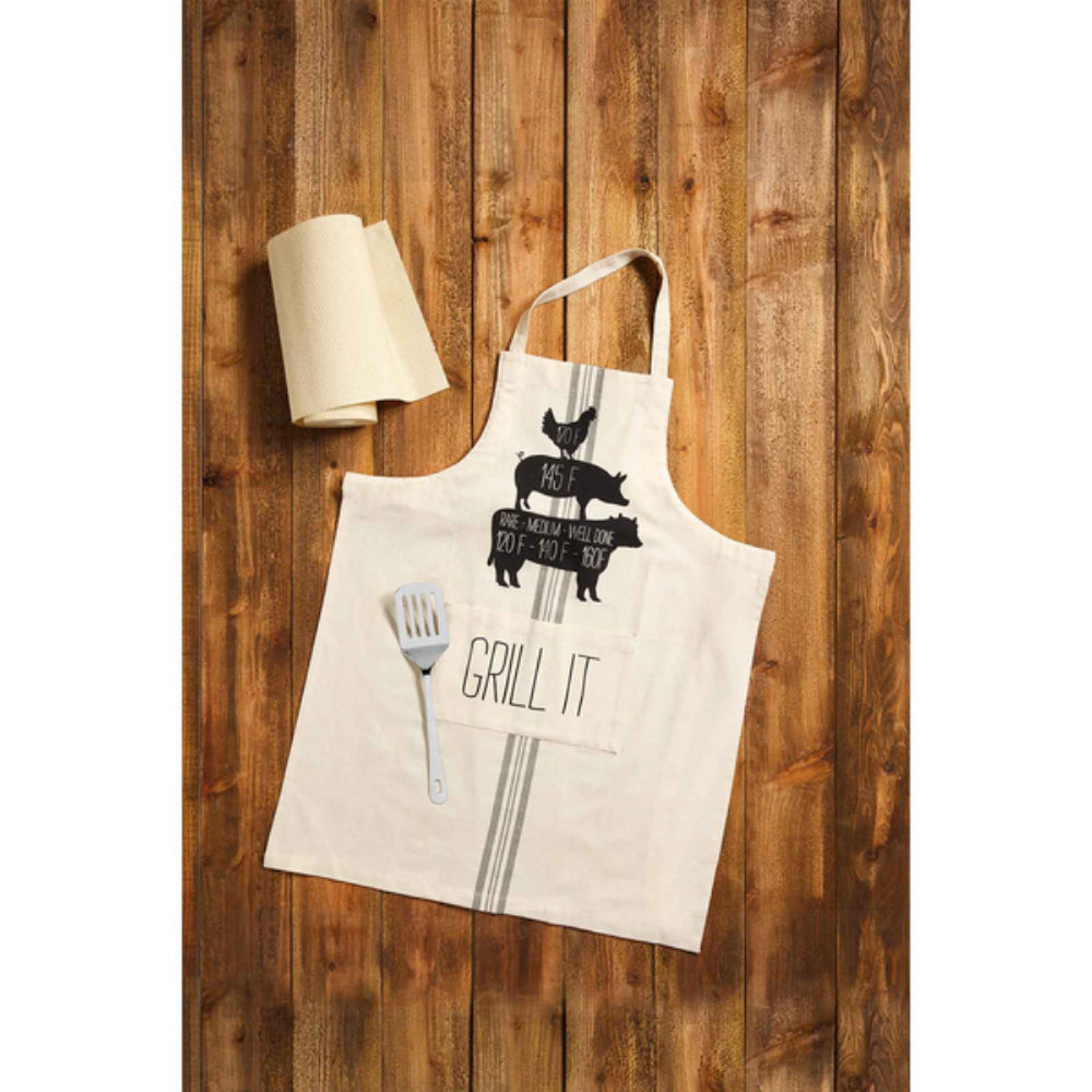 Mud Pie BBQ Grill Apron and Stainless - Steel Spatula Combo Set