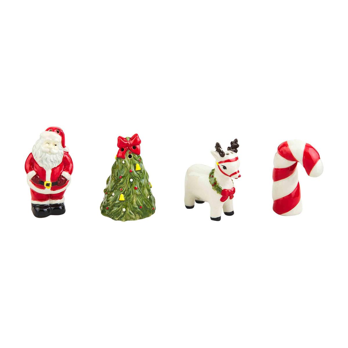 Mud Pie Christmas - Themed Vintage Stoneware Salt and Pepper Shakers for Home Decor