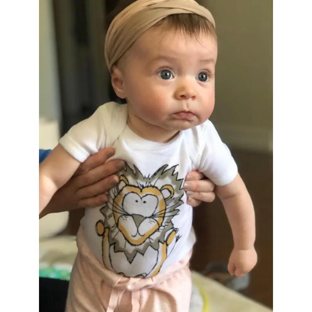 Carl Lion Infant Baby Bodysuit with Rabbit Skin Print