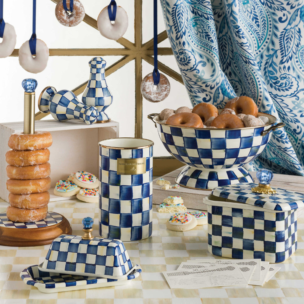 MacKenzie-Childs Hand-Painted Royal Check Enamel Versatile Everything Bowl