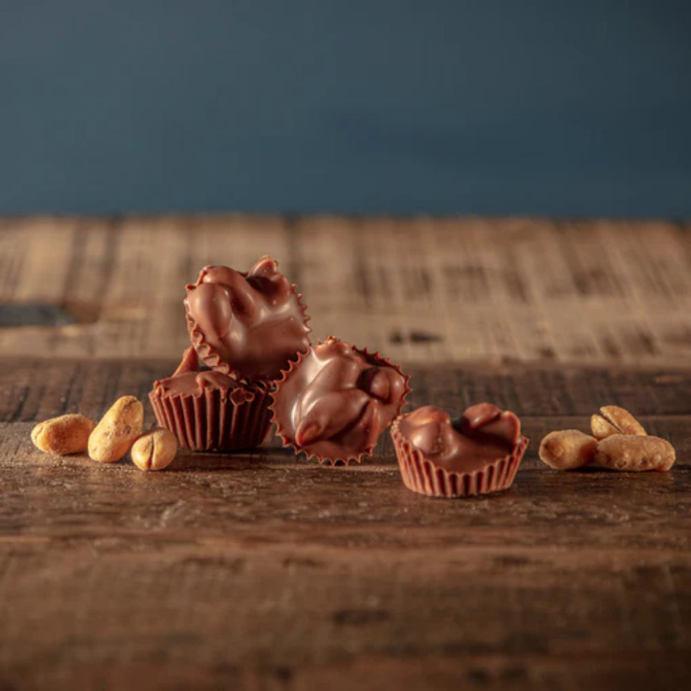 Bourbon Barrel Foods 4-Piece Box of Chocolate Bourbon Smoked Salt & Pepper Peanut Clusters