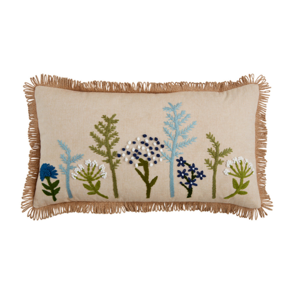 Mud Pie Decorative Lumbar Pillow with Stunning Floral Embroidery
