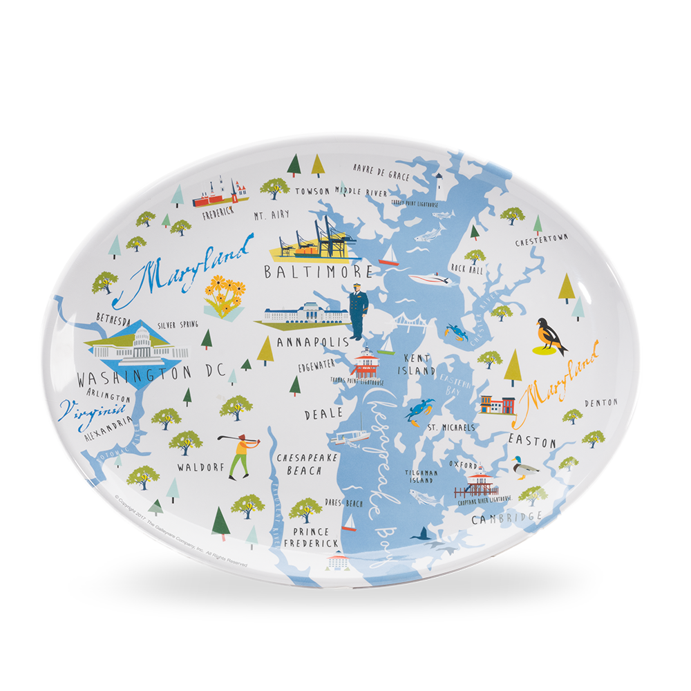 Galleyware Melamine Oval Serving Platter Featuring Chesapeake Bay Design