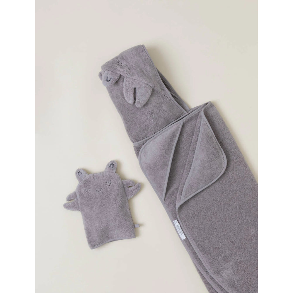 Adorable Barefoot Dreams Organic Cotton Toddler Hooded Towel & Washcloth Set