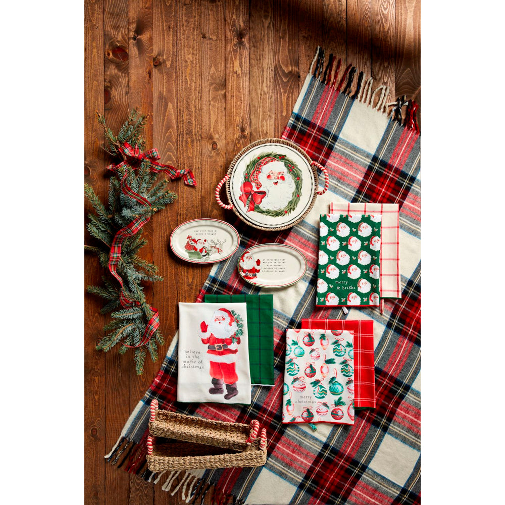 Mud Pie Red and White-Handled Seagrass Cracker Basket Set of Two