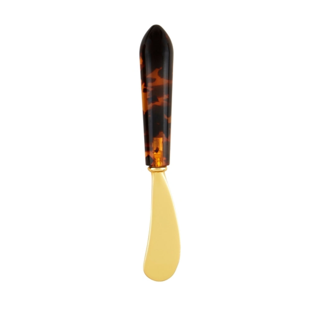 Mud Pie Kitchen Essential - Tortoise-Style Acrylic-Handled Stainless Steel Spreader for Butter, Jams, and Soft Cheeses