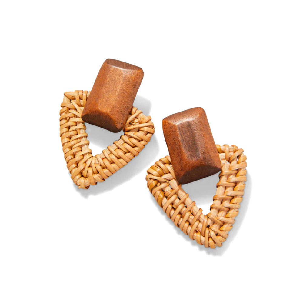 Spartina Natural Style Wood and Wicker Handmade Earrings - Lightweight for 70s Vibes
