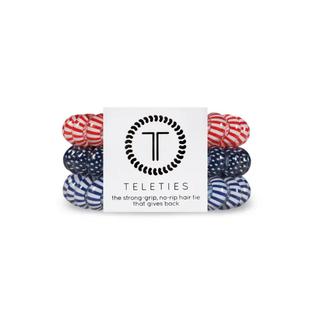 TELETIES Stylish Bold Blue Large Hair Coils, 3-pack Hair Ties