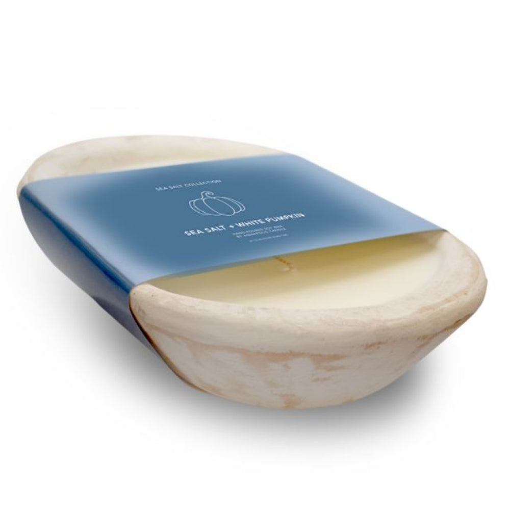 Hand-Carved Annapolis Coastal Dough Bowl Candle with Sea-Salt Fragrance