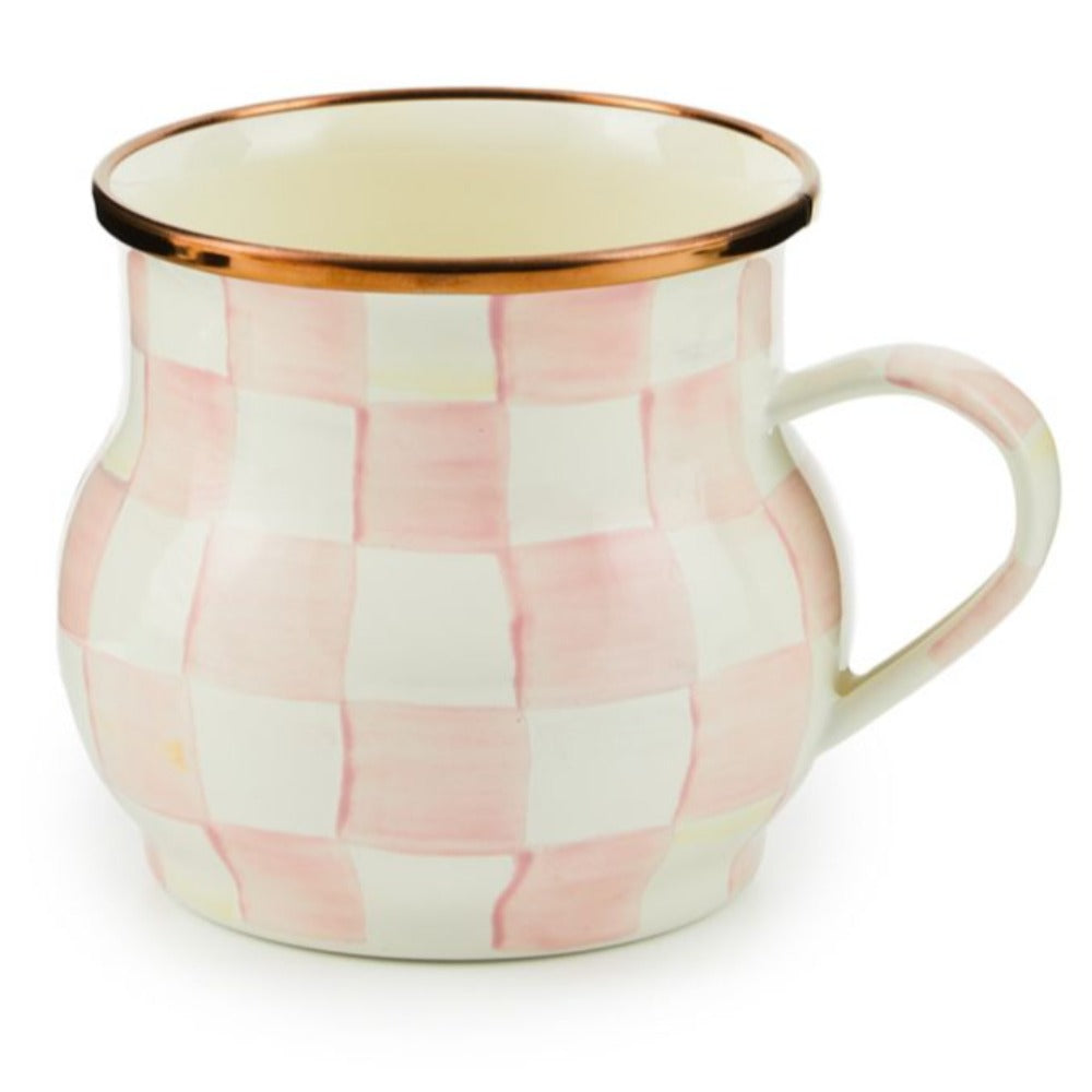 MacKenzie-Childs Hand-Painted Rosy Check Enamel Mug for Hot Drinks