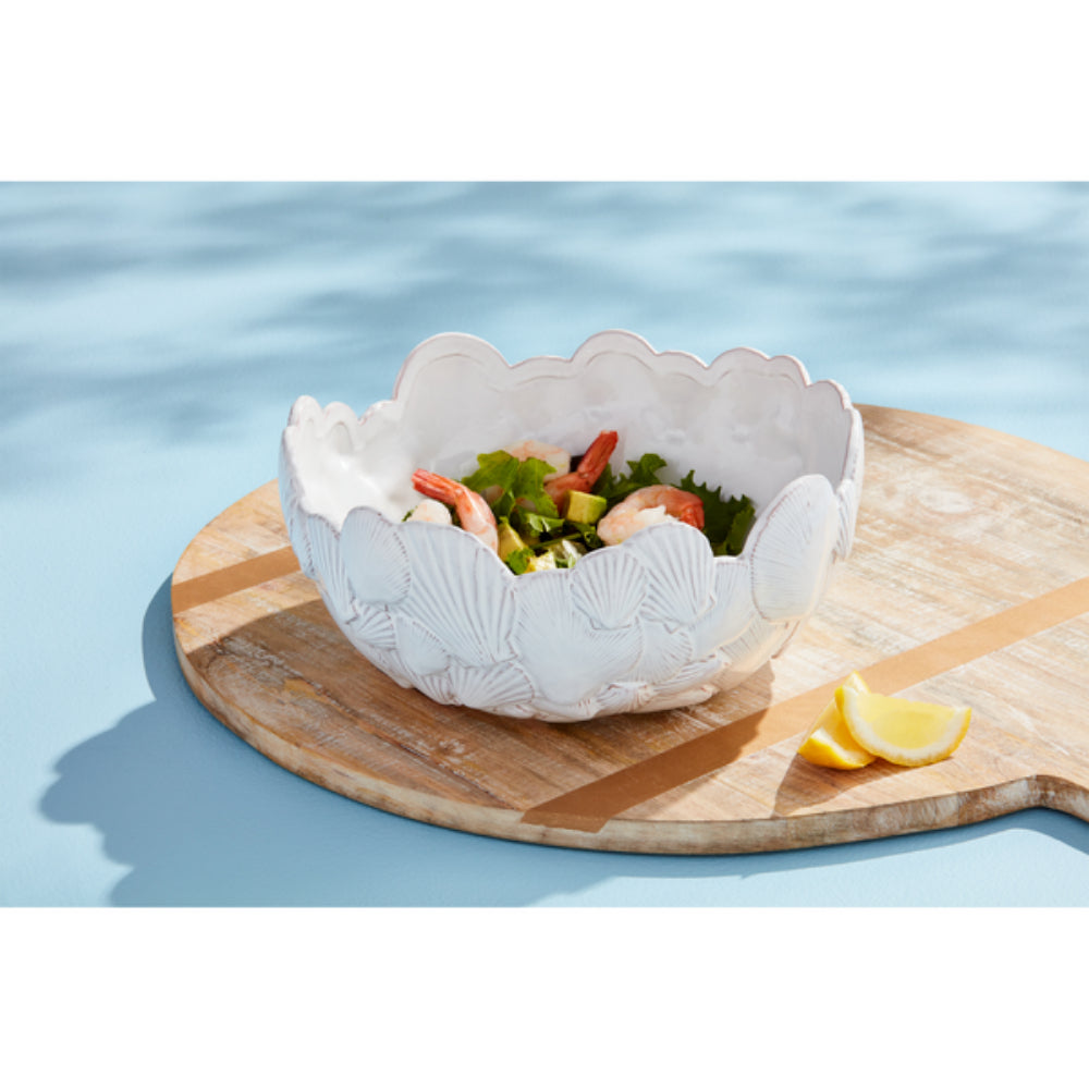 Mud Pie Exquisite Milk - Glazed Terracotta Fan Shell Bowl