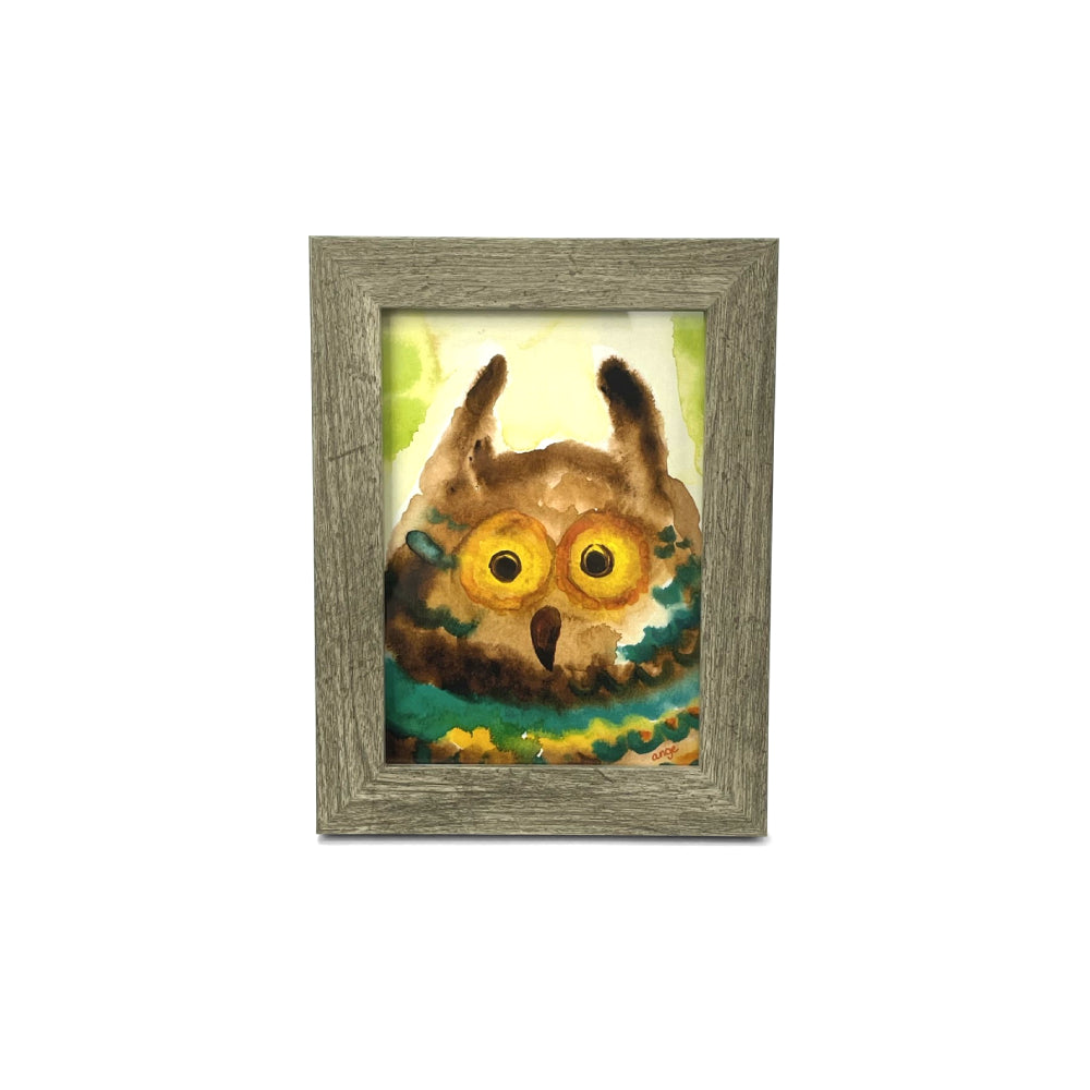 Original Owl Watercolor Artwork Print by Angelica Goodwin - A Captivating Piece for Animal Art Lovers
