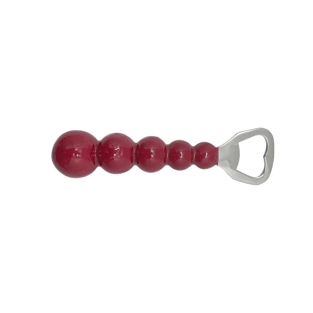 Pearled Red Hand - crafted Recycled Aluminum Bottle Opener by Mariposa