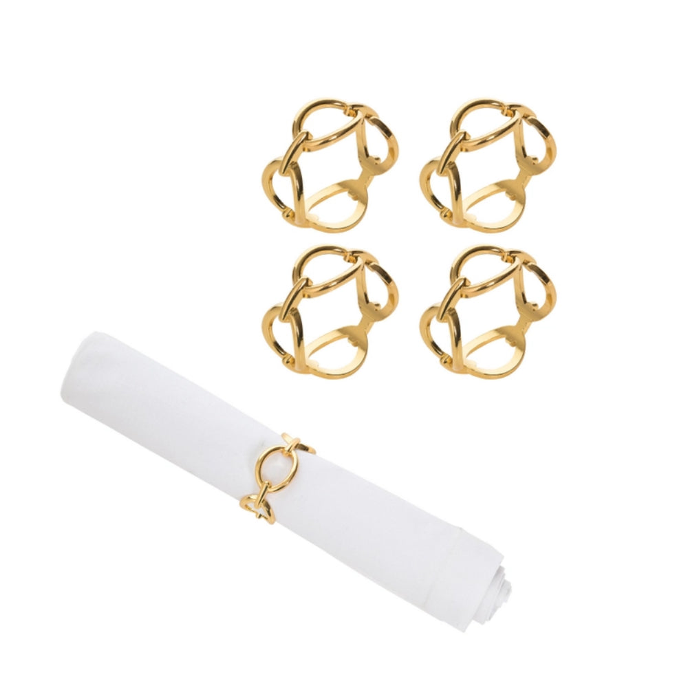 Set of 4 Gold Chain - Linked Napkin Rings for Elegant Dining Tables