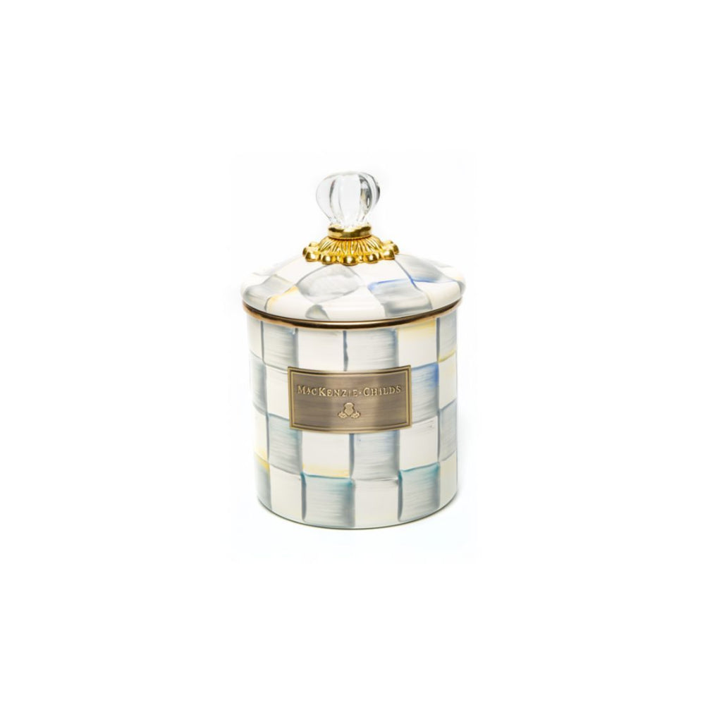 MacKenzie-Childs High - Quality Sterling Check Enamel Storage Canister for Kitchen and Home