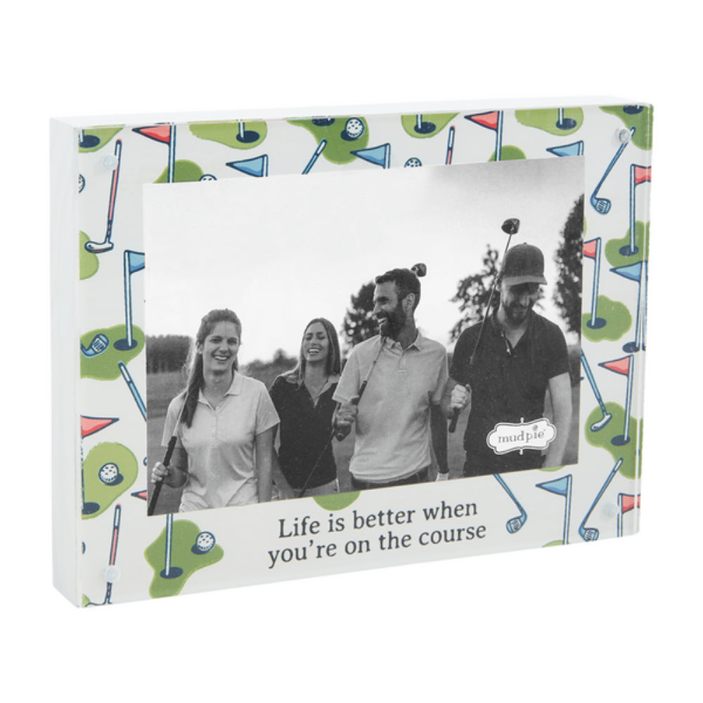 Stylish Mud Pie 4X6 Golf Acrylic Magnetic Pine Wood Block Frame
