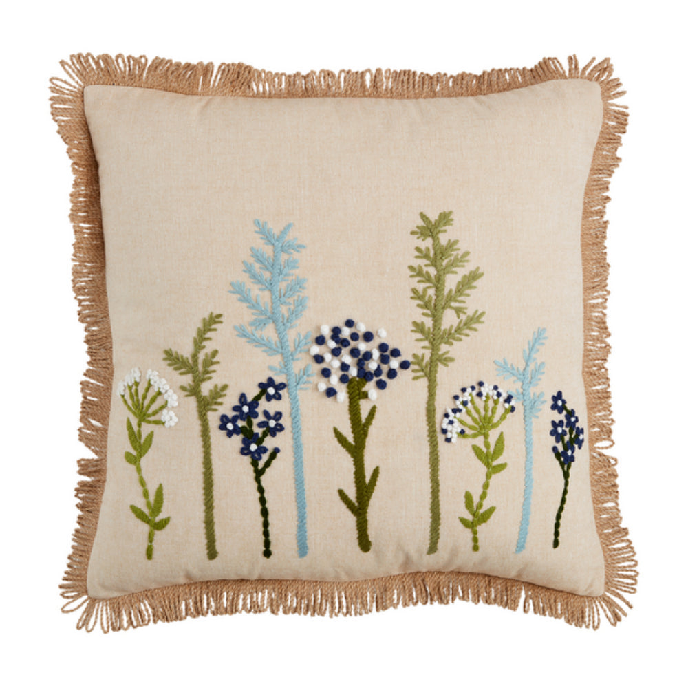 Mud Pie Square Pillow with Stunning Floral Embroidery