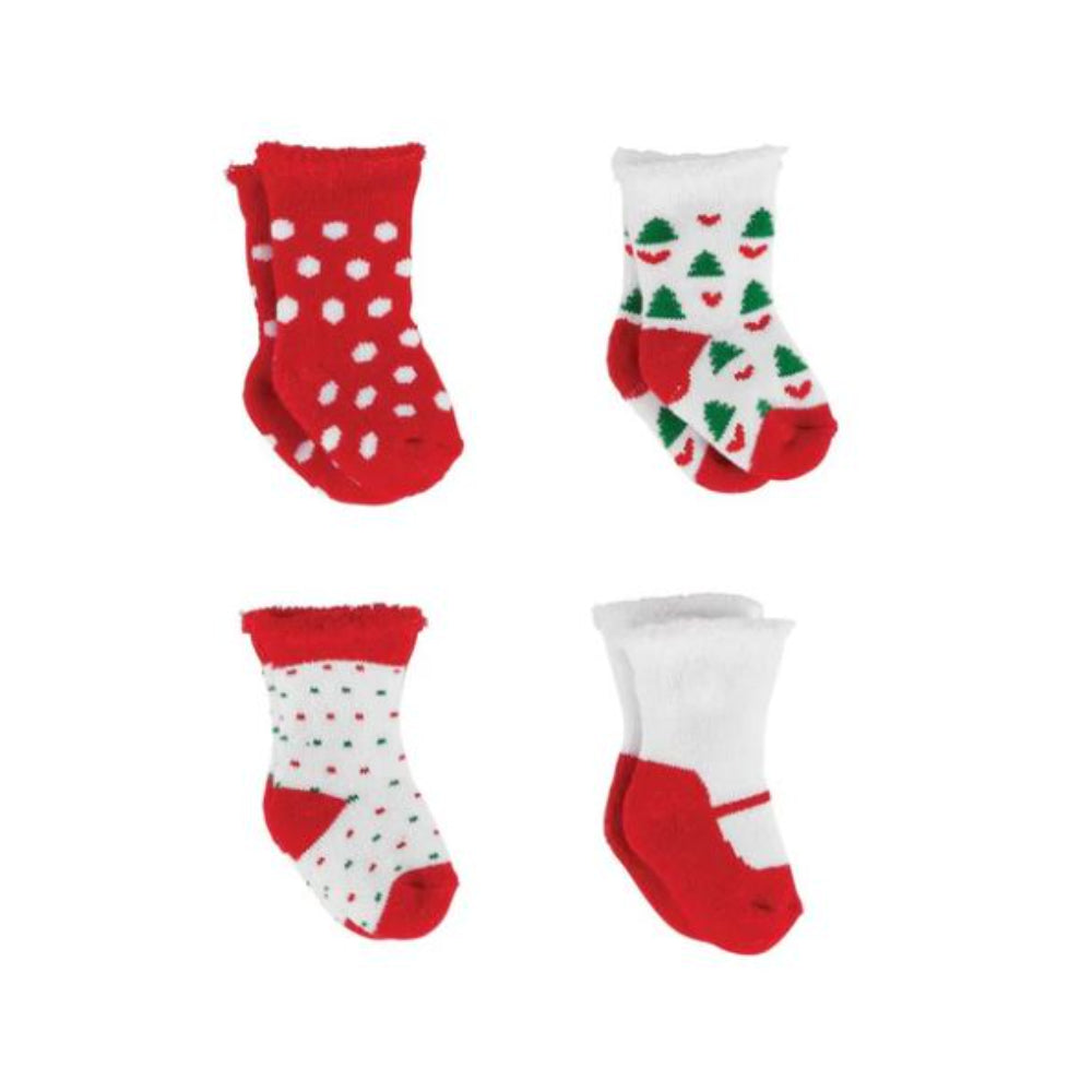 Adorable Mud Pie Newborn Girl Holiday Sock Set of 4