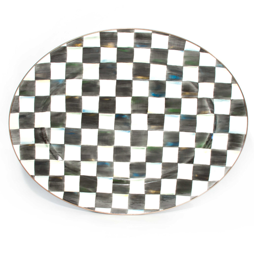 MacKenzie-Childs Courtly Check Hand - painted Enamel Oval Dinner and Buffet Platter