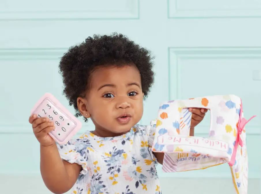 Mud Pie Adorable Pink Plush Phone and Book Set