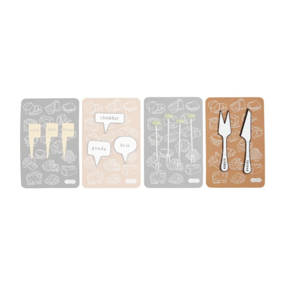 Mud Pie High - quality Cheese Accessory Sets with Metal Markers & Picks