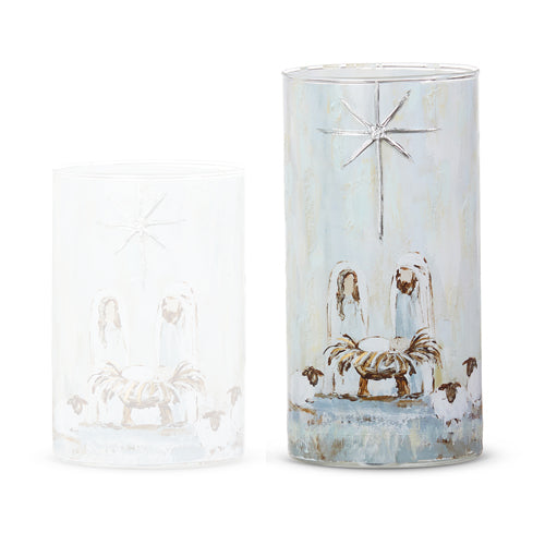 Raz Imports Decorative Holy Family Glass Container for Seasonal Decor