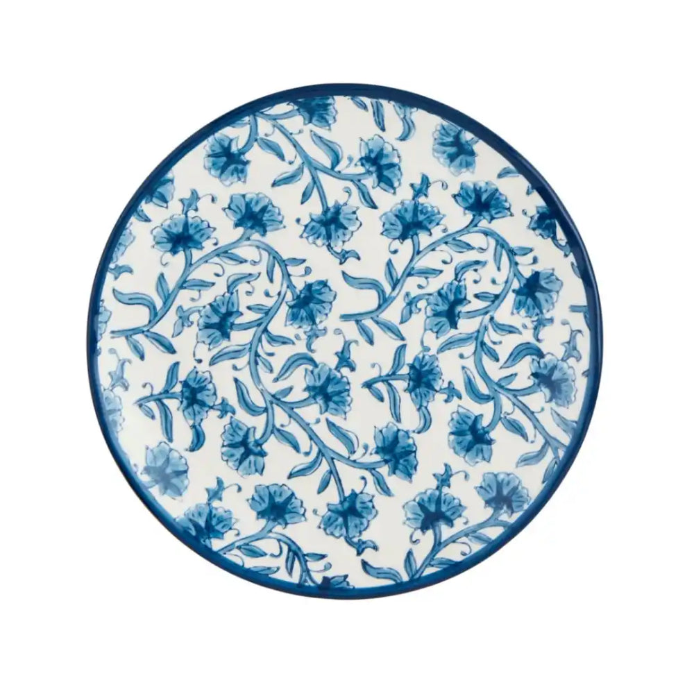 Mud Pie Exquisite Blue Floral Patterned Stoneware Salad Plate for Table Setting