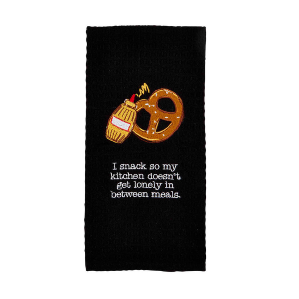 Embroidered Black and White 100% Cotton Towels by Mud Pie