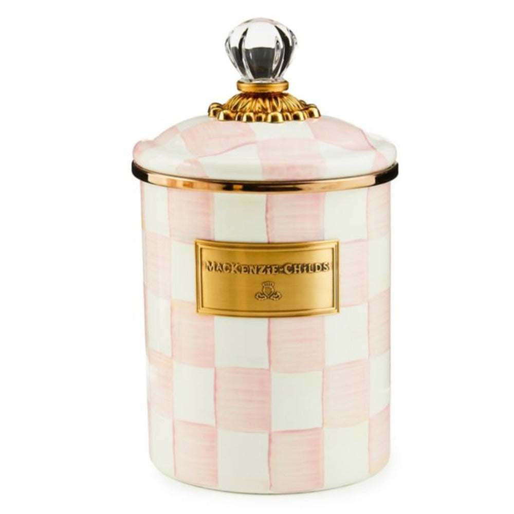 MacKenzie-Childs Hand-Painted Rosy Check Enamel Canister in 3 Sizes