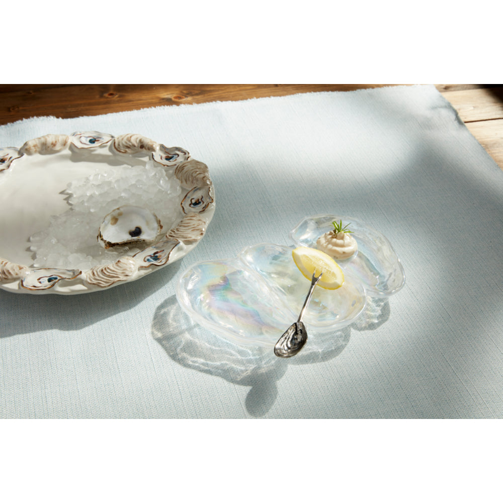 Elegant Mud Pie Glass Oyster-Inspired Triple Dip Serving Set