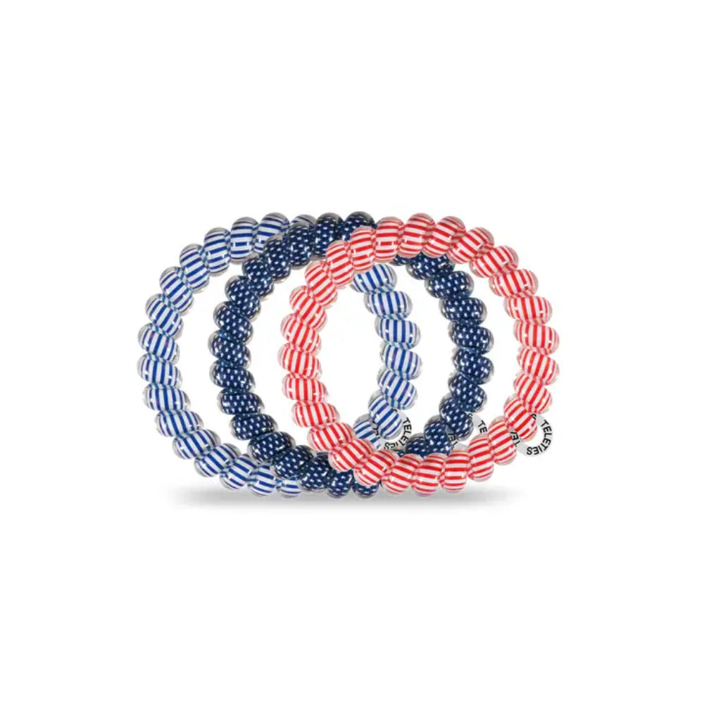 TELETIES Stylish Bold Blue Large Hair Coils, 3-pack Hair Ties